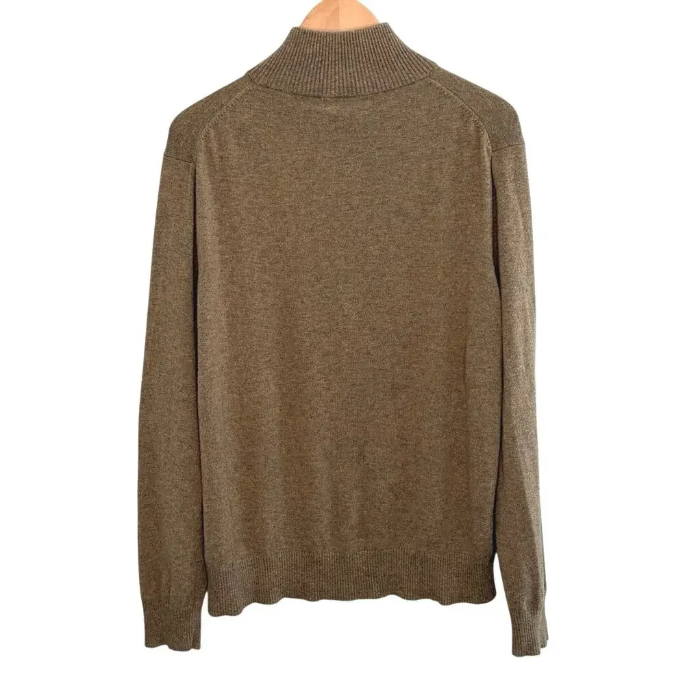 J. Crew men’s merino wool cotton blend 1/4 zip size large brown